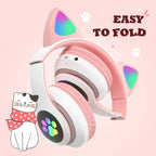 Bluetooth Cat Ear Headphones – LED Wireless Music Headset with Mic - Genzify Store