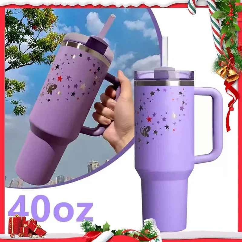 40oz Stainless Steel Water Cup – Purple Stars - Genzify Store