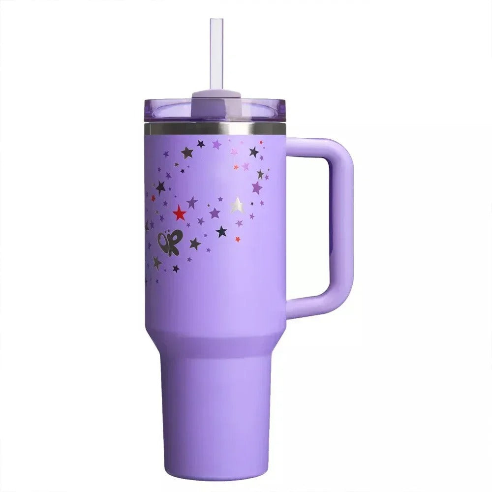 40oz Stainless Steel Water Cup – Purple Stars - Genzify Store