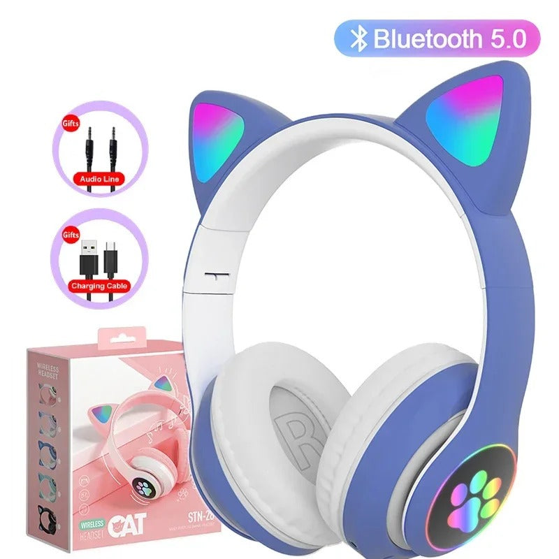Bluetooth Cat Ear Headphones – LED Wireless Music Headset with Mic - Genzify Store