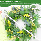 Spring Boxwood Wreath for Front Door with Berries & Eucalyptus Leaves - Genzify Store