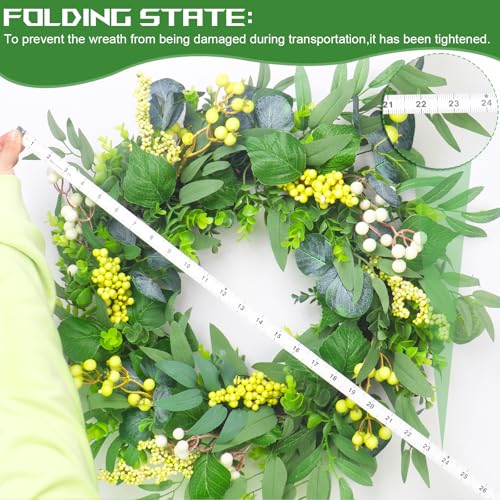 Spring Boxwood Wreath for Front Door with Berries & Eucalyptus Leaves - Genzify Store