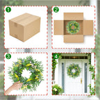Spring Boxwood Wreath for Front Door with Berries & Eucalyptus Leaves - Genzify Store