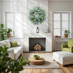 Spring Boxwood Wreath for Front Door with Berries & Eucalyptus Leaves - Genzify Store