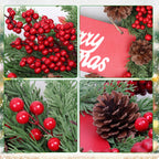 Spring Boxwood Wreath for Front Door with Berries & Eucalyptus Leaves - Genzify Store