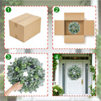 Spring Boxwood Wreath for Front Door with Berries & Eucalyptus Leaves - Genzify Store