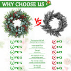 Spring Boxwood Wreath for Front Door with Berries & Eucalyptus Leaves - Genzify Store