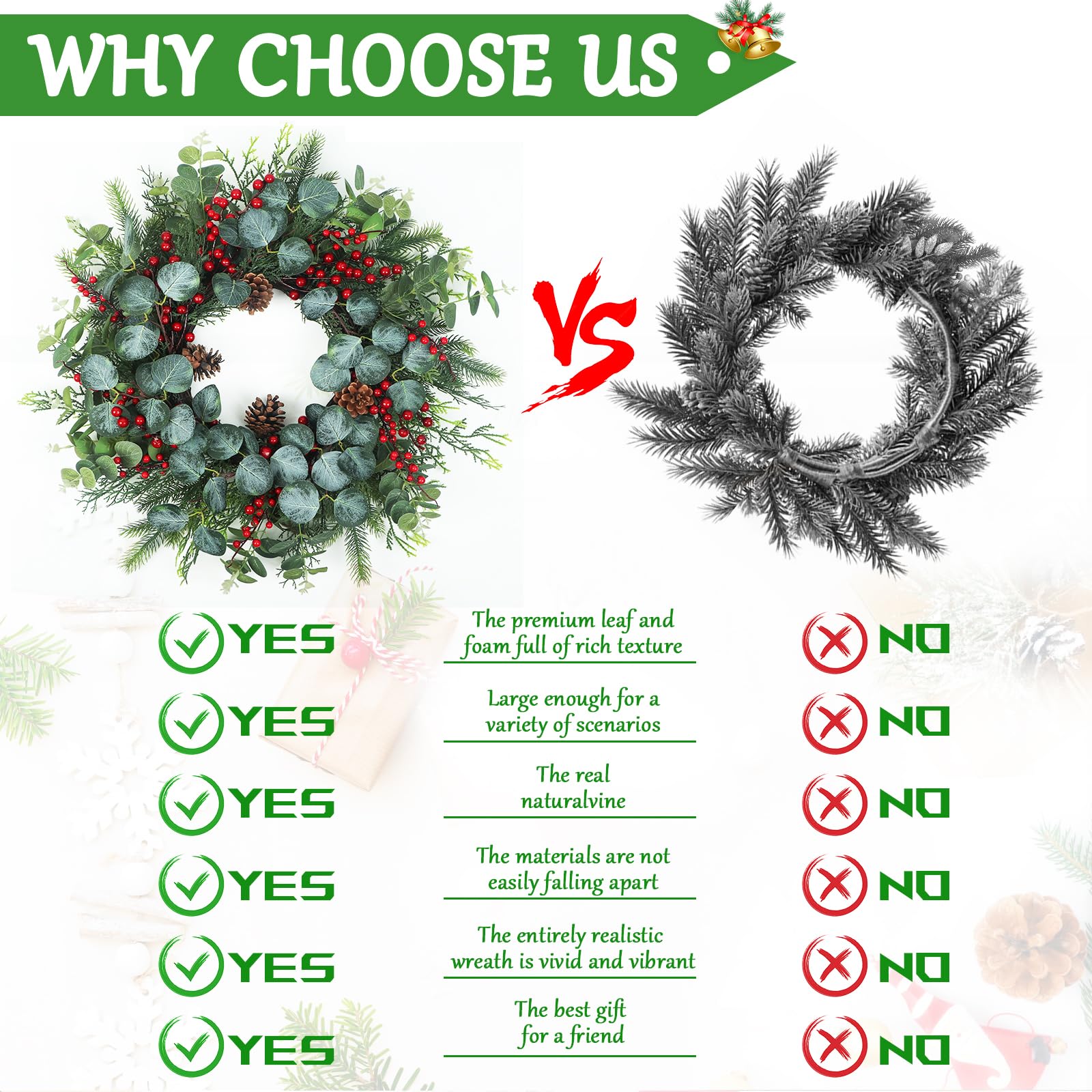 Spring Boxwood Wreath for Front Door with Berries & Eucalyptus Leaves - Genzify Store