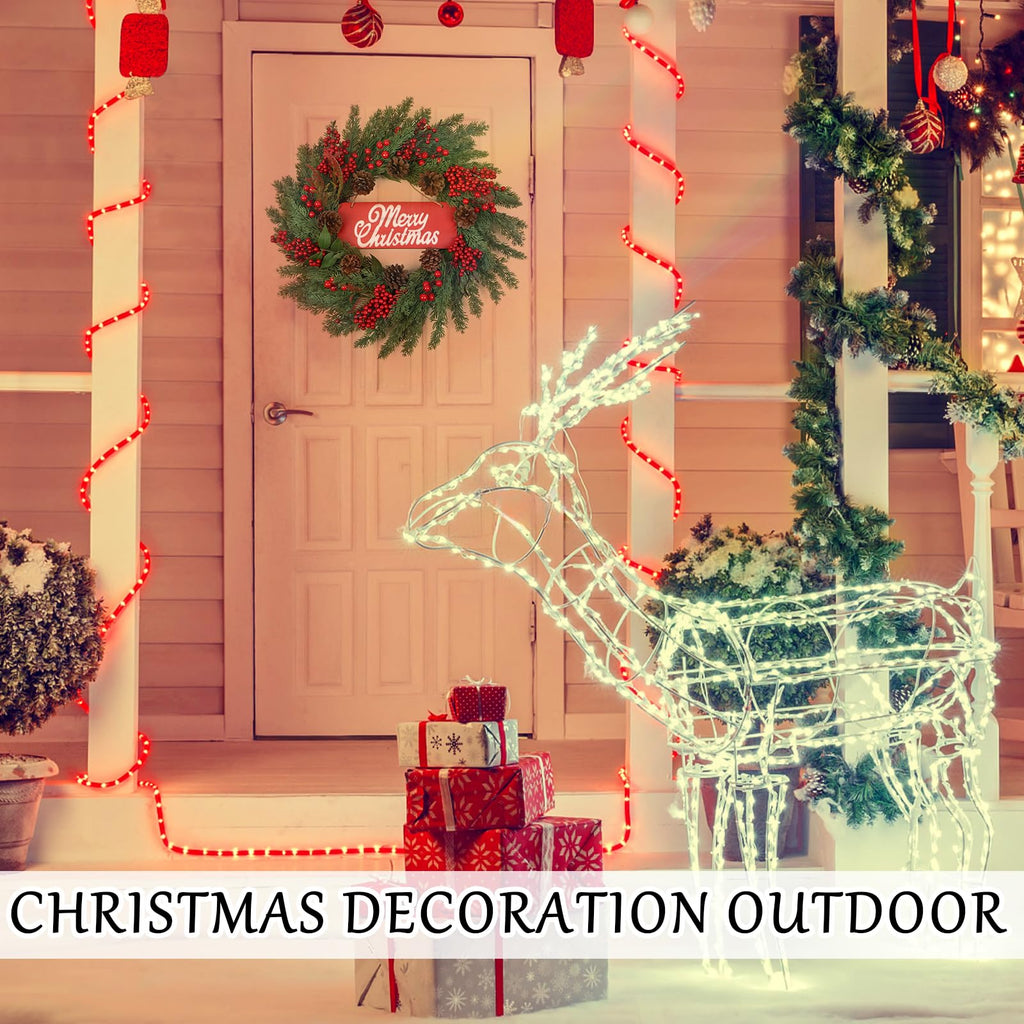 Spring Boxwood Wreath for Front Door with Berries & Eucalyptus Leaves - Genzify Store