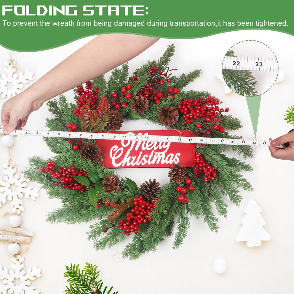 Spring Boxwood Wreath for Front Door with Berries & Eucalyptus Leaves - Genzify Store