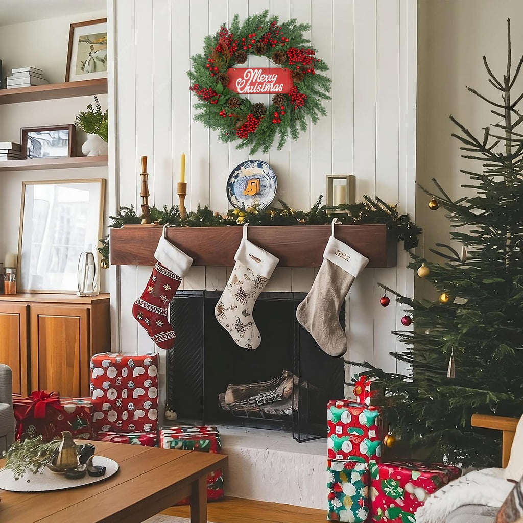 Spring Boxwood Wreath for Front Door with Berries & Eucalyptus Leaves - Genzify Store