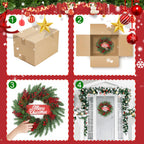 Spring Boxwood Wreath for Front Door with Berries & Eucalyptus Leaves - Genzify Store