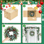 Spring Boxwood Wreath for Front Door with Berries & Eucalyptus Leaves - Genzify Store
