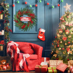 Spring Boxwood Wreath for Front Door with Berries & Eucalyptus Leaves - Genzify Store