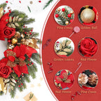 Spring Boxwood Wreath for Front Door with Berries & Eucalyptus Leaves - Genzify Store