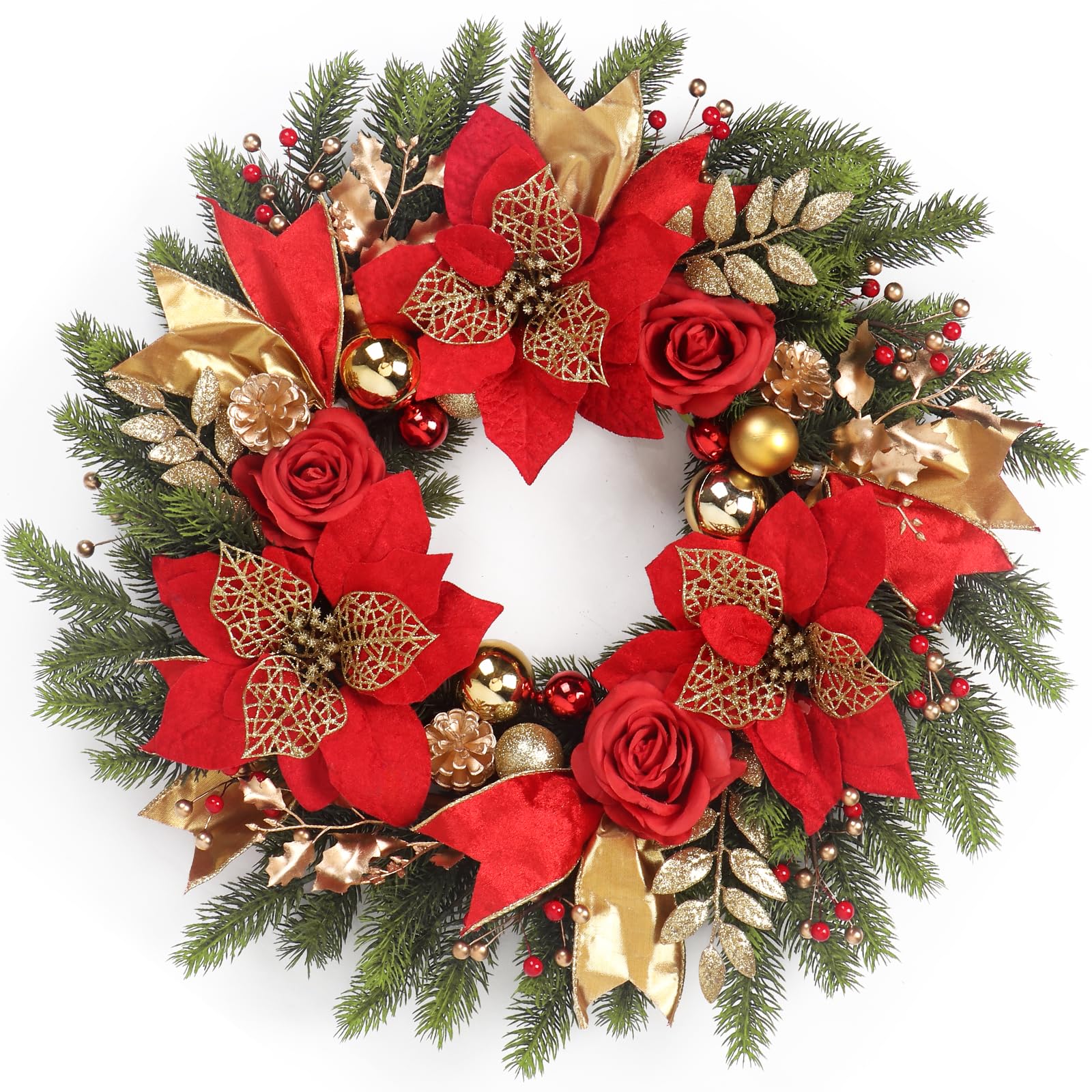 Spring Boxwood Wreath for Front Door with Berries & Eucalyptus Leaves - Genzify Store