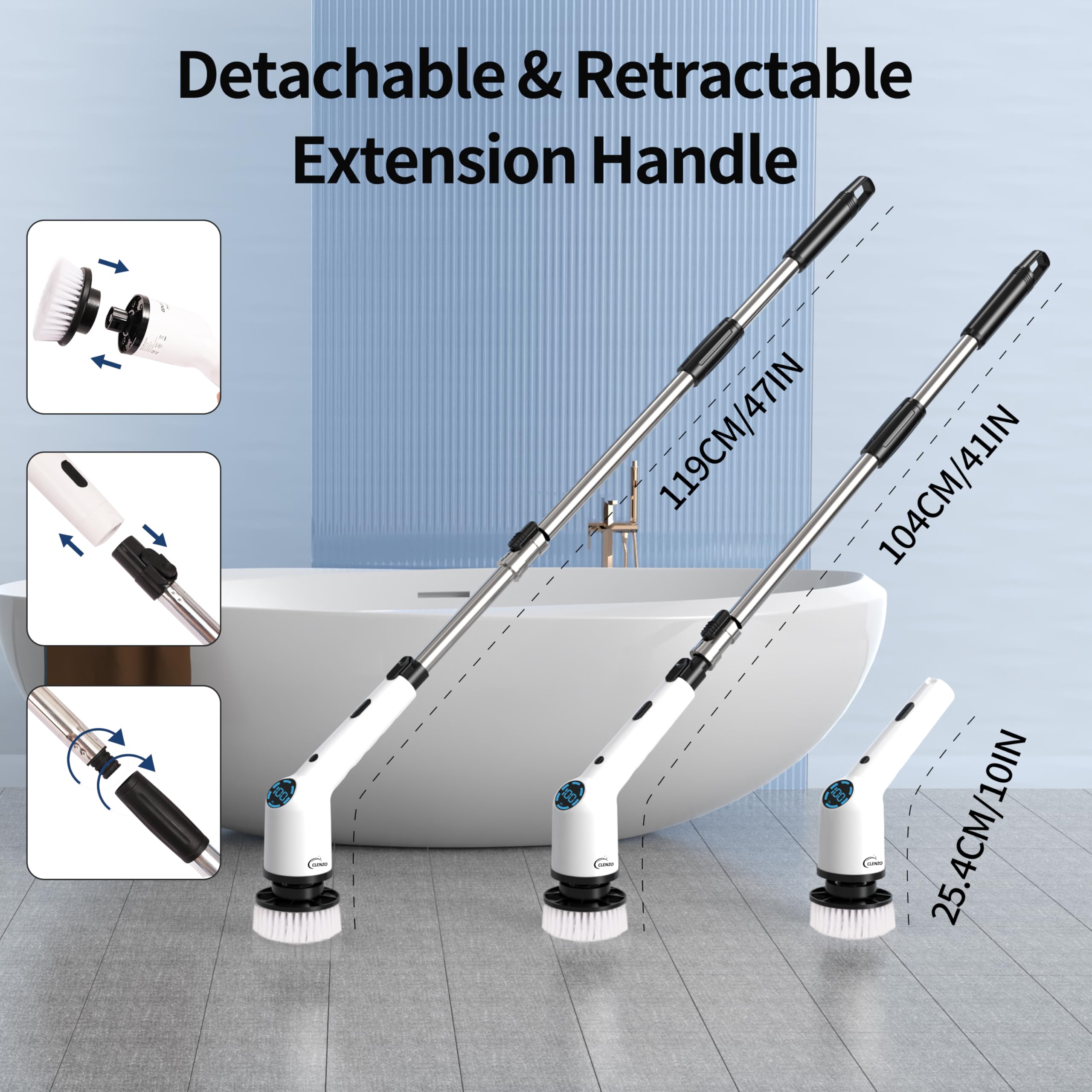 Electric Spin Scrubber, 9-in-1 Cordless Cleaning Brush with LED Display - Genzify Store