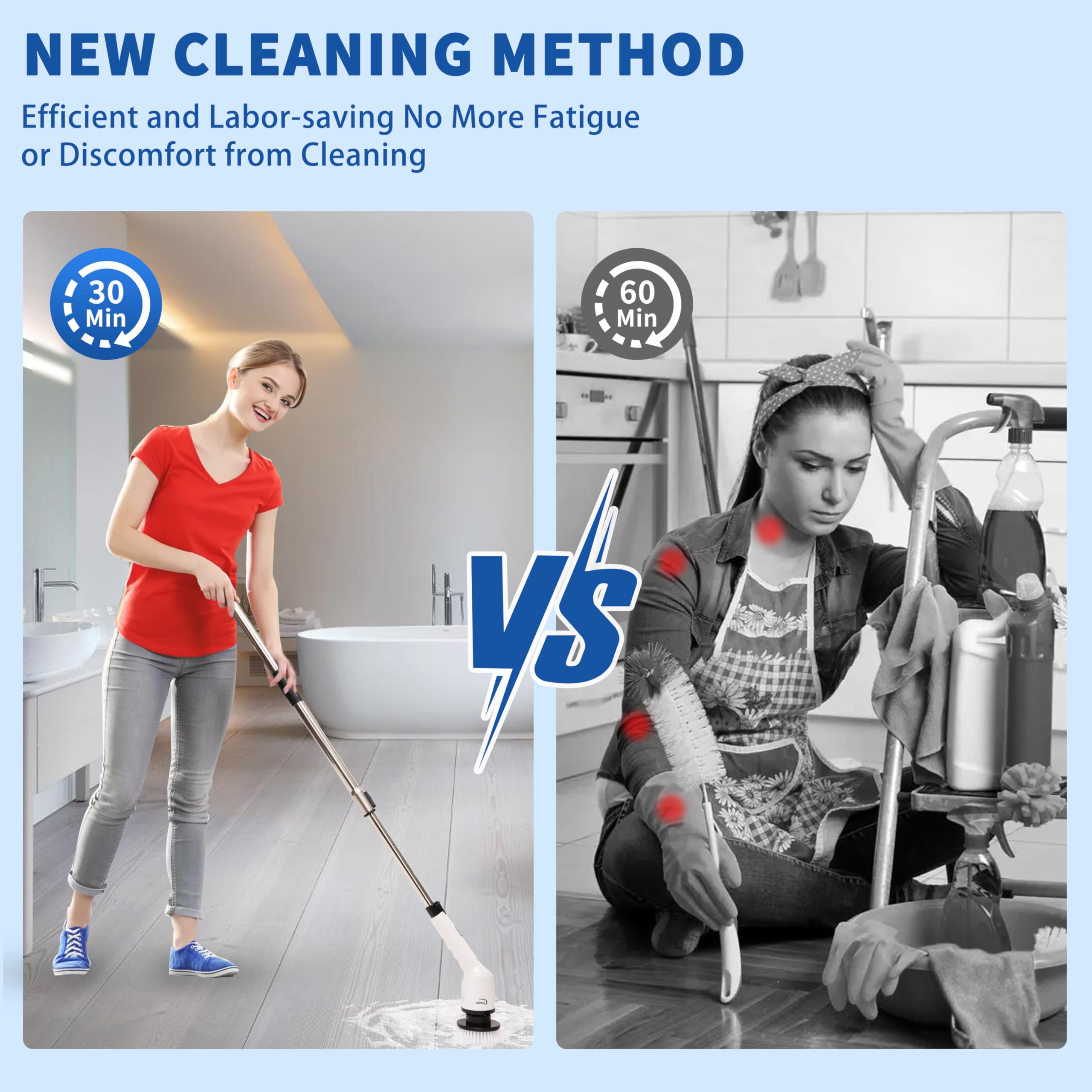 Electric Spin Scrubber, 9-in-1 Cordless Cleaning Brush with LED Display - Genzify Store