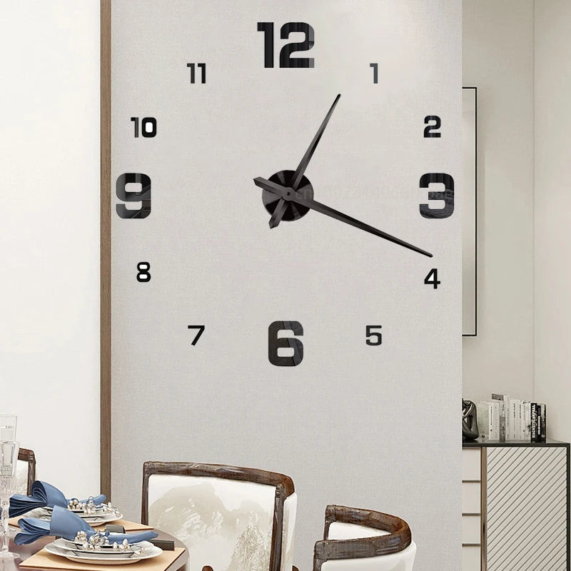 3D Frameless DIY Wall Clock – Acrylic Mirror Home Decoration - Genzify Store
