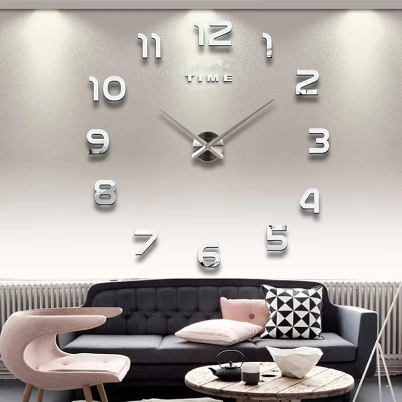 3D Frameless DIY Wall Clock – Acrylic Mirror Home Decoration - Genzify Store